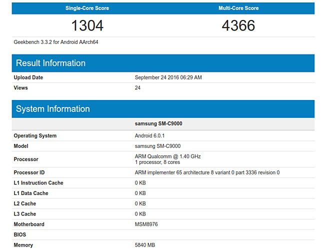 Samsung Galaxy C9 SM-C9000 orta seviye Android akıllı telefonun teknik özellikleri AnTuTu ve Geekbench 3 platformlarında görüldü - CihazTV