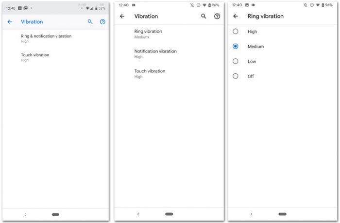 Android Q ile Titreşim Şiddeti Ayrı Ayrı Ayarlanabilecek